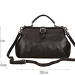Load image into Gallery viewer, Black leather handbag with measurements on a white background