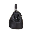 Load image into Gallery viewer, Black leather handbag on a light wooden surface