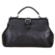 Load image into Gallery viewer, Black leather handbag on a light wooden surface