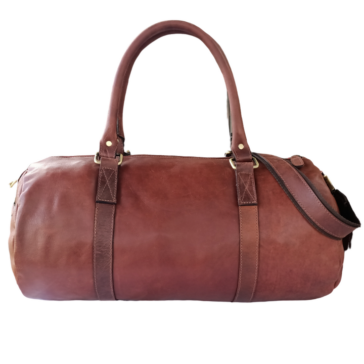 Light Brown Leather Duffel Bag