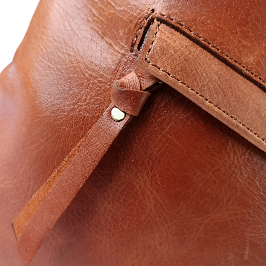 Dark Tan Leather Backpack