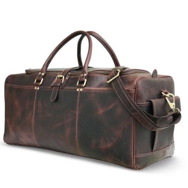 Dark Brown Hunter Leather Weekend Bag