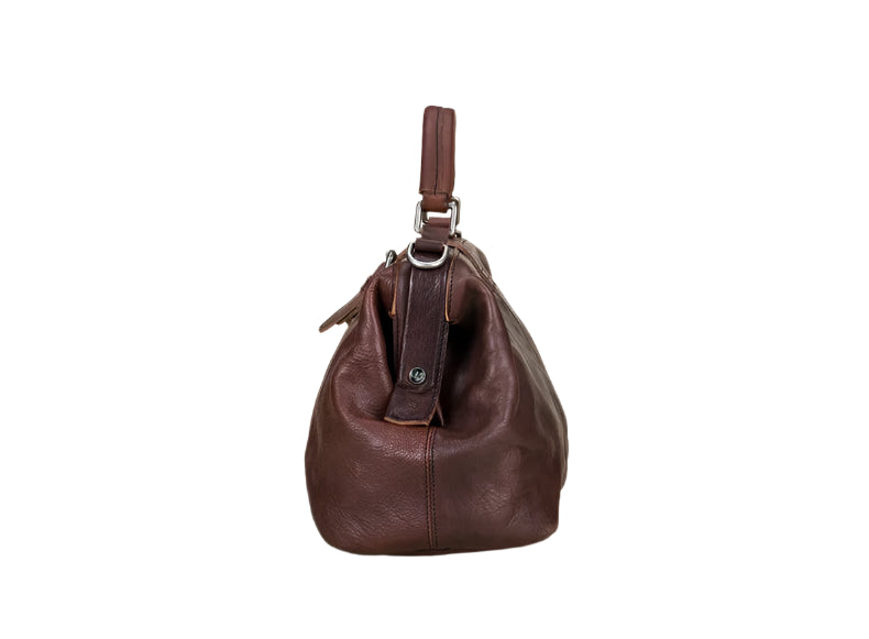 Premium Genuine Leather Shoulder Bag | Structured Top-Handle Frame Purse