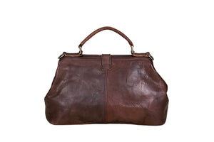 Premium Genuine Leather Shoulder Bag | Structured Top-Handle Frame Purse