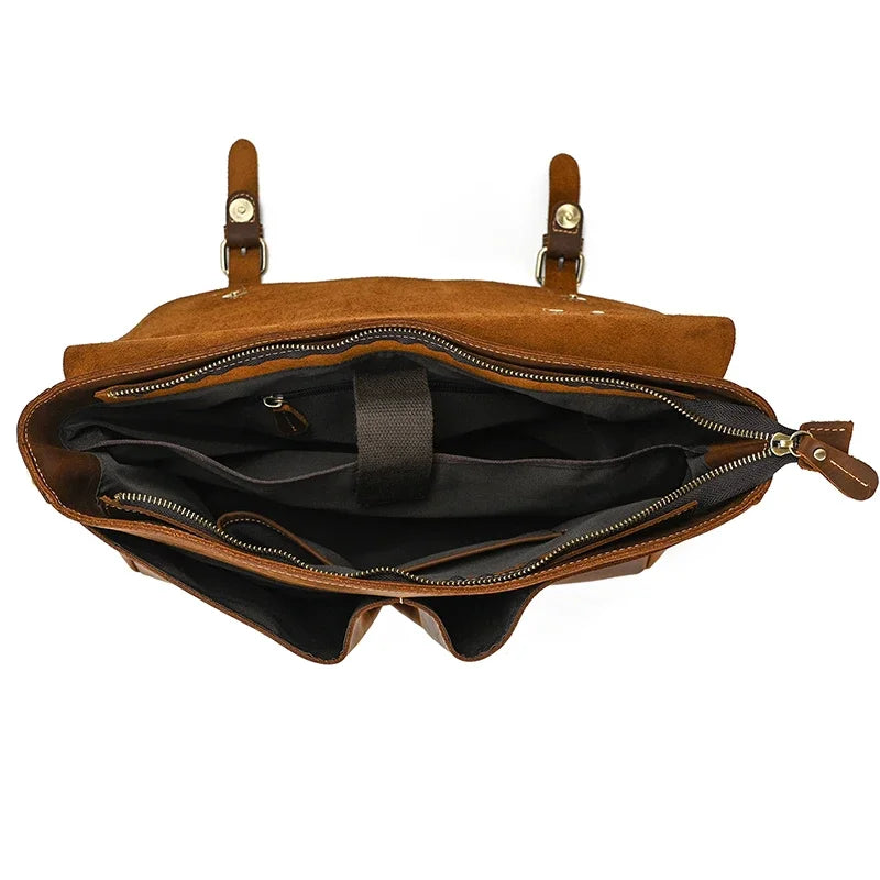 Men's Genuine Leather Messenger Bag - Vintage Crossbody Briefcase