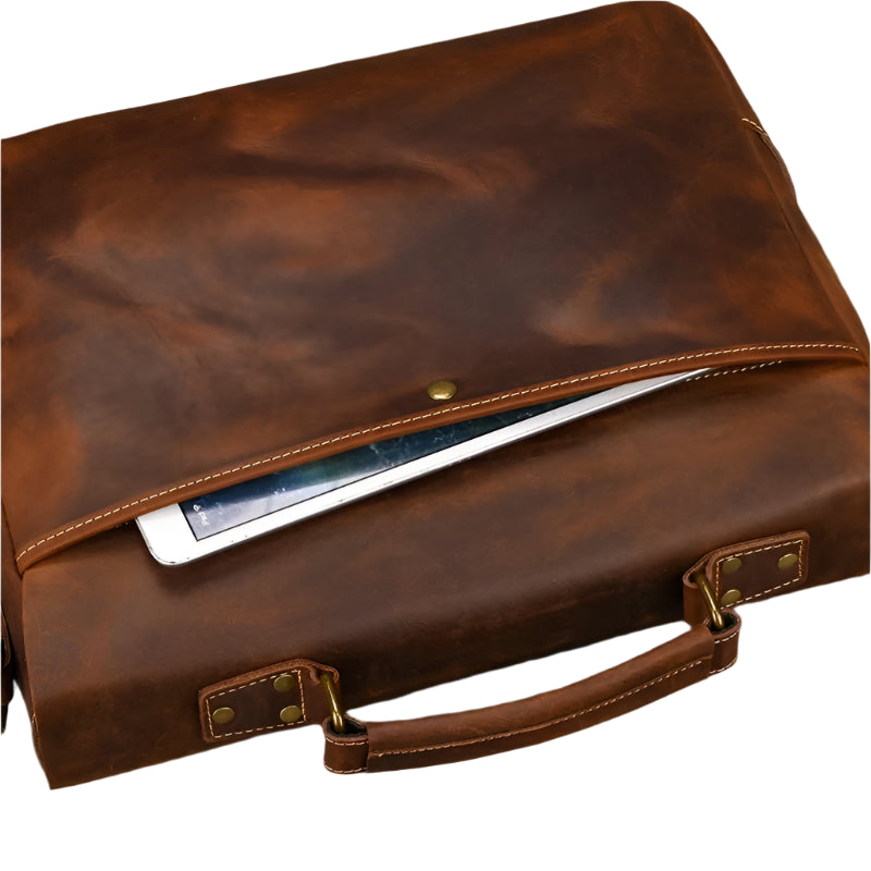 Men's Genuine Leather Messenger Bag - Vintage Crossbody Briefcase