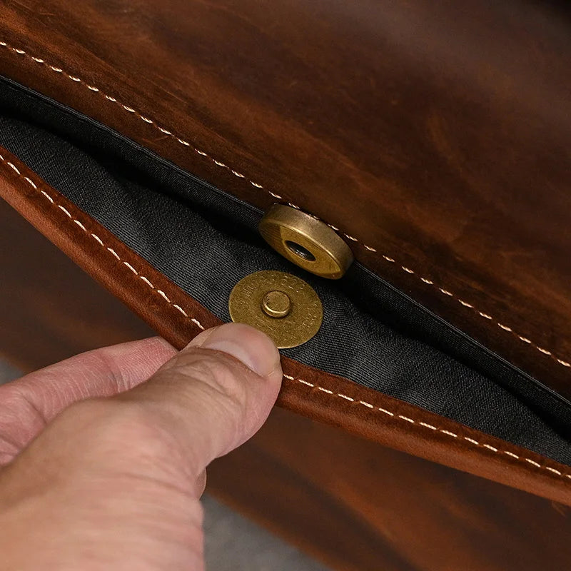 Men's Genuine Leather Messenger Bag - Vintage Crossbody Briefcase