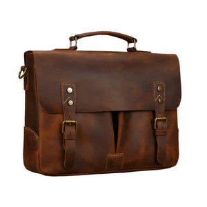Men's Genuine Leather Messenger Bag - Vintage Crossbody Briefcase