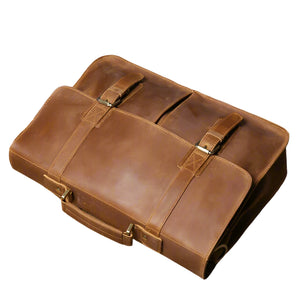 Vintage Crazy Horse Genuine Leather Briefcase | Men's Retro Messenger Bag