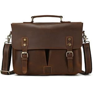 Men's Genuine Leather Messenger Bag - Vintage Crossbody Briefcase