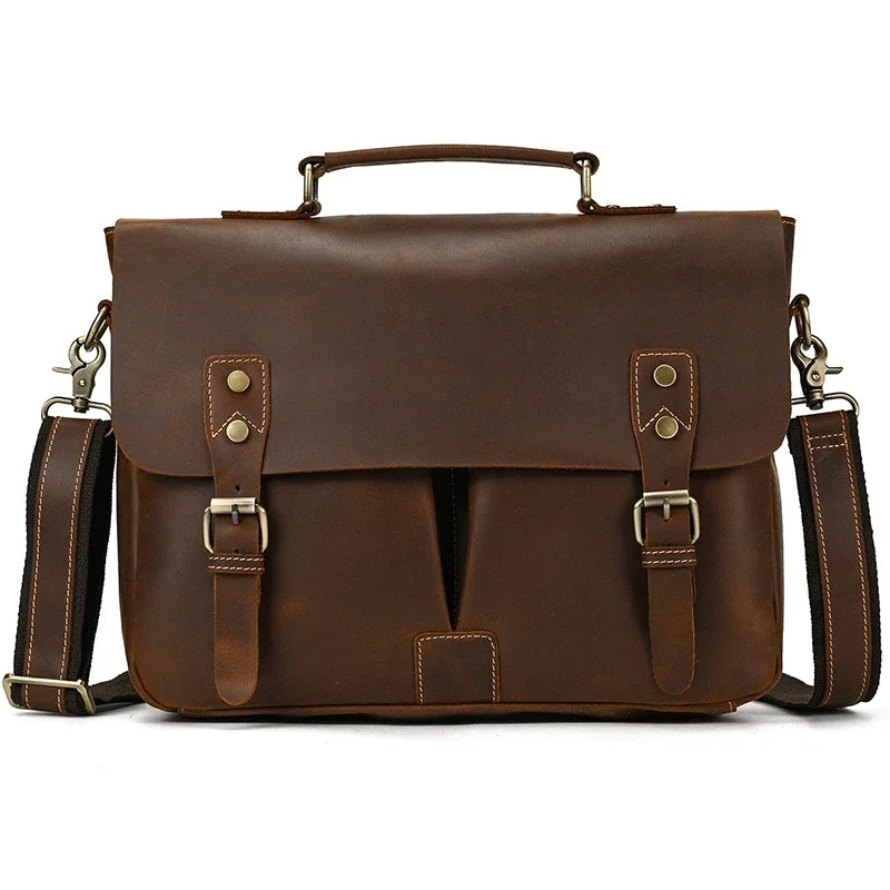 Men's Genuine Leather Messenger Bag - Vintage Crossbody Briefcase