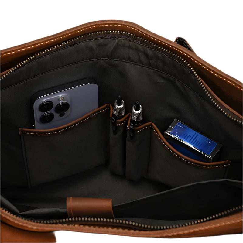 Men's Genuine Leather Messenger Bag - Vintage Crossbody Briefcase
