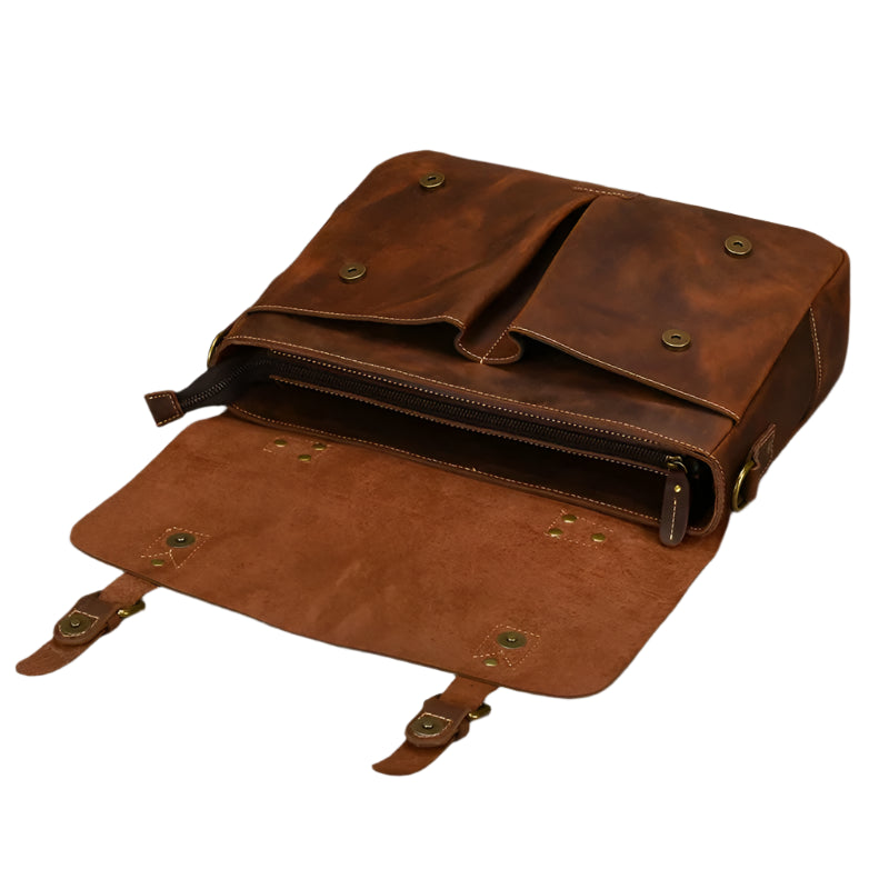 Men's Genuine Leather Messenger Bag - Vintage Crossbody Briefcase