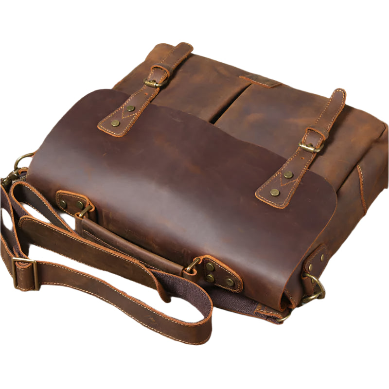 Men's Genuine Leather Messenger Bag - Vintage Crossbody Briefcase