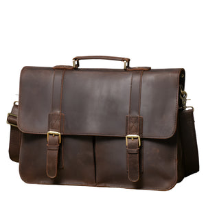 Vintage Crazy Horse Genuine Leather Briefcase | Men's Retro Messenger Bag