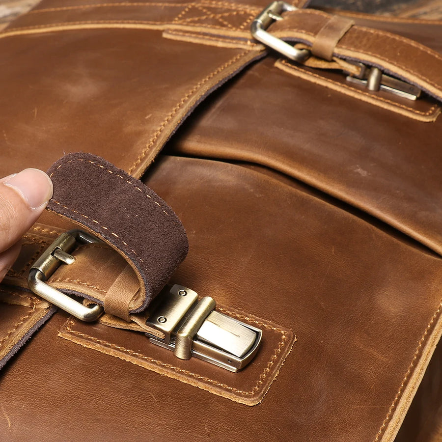Vintage Crazy Horse Genuine Leather Briefcase | Men's Retro Messenger Bag