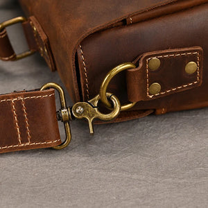 Men's Genuine Leather Messenger Bag - Vintage Crossbody Briefcase
