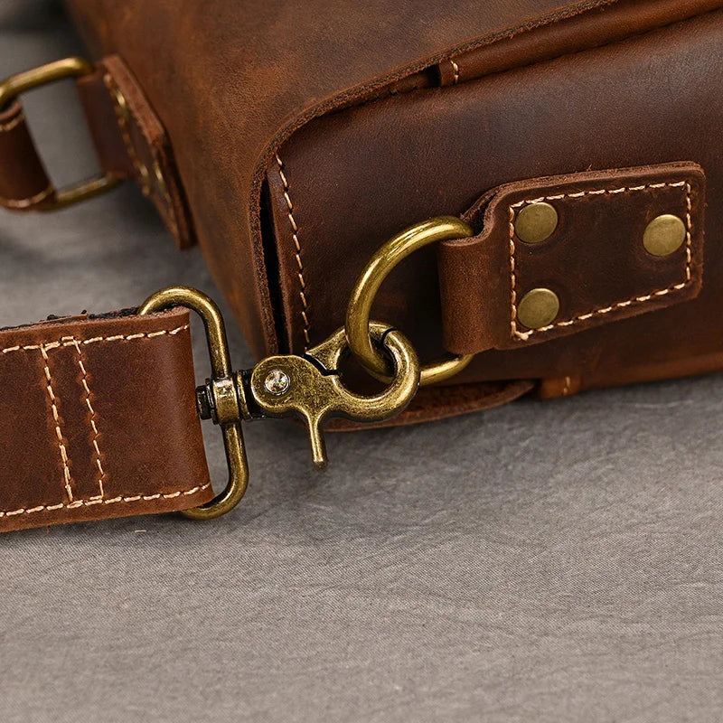 Men's Genuine Leather Messenger Bag - Vintage Crossbody Briefcase