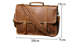 Vintage Crazy Horse Genuine Leather Briefcase | Men's Retro Messenger Bag