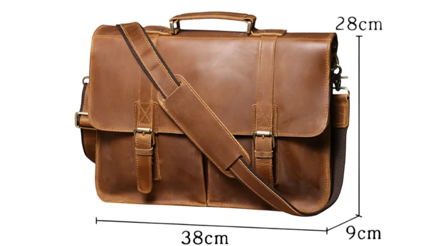 Vintage Crazy Horse Genuine Leather Briefcase | Men's Retro Messenger Bag