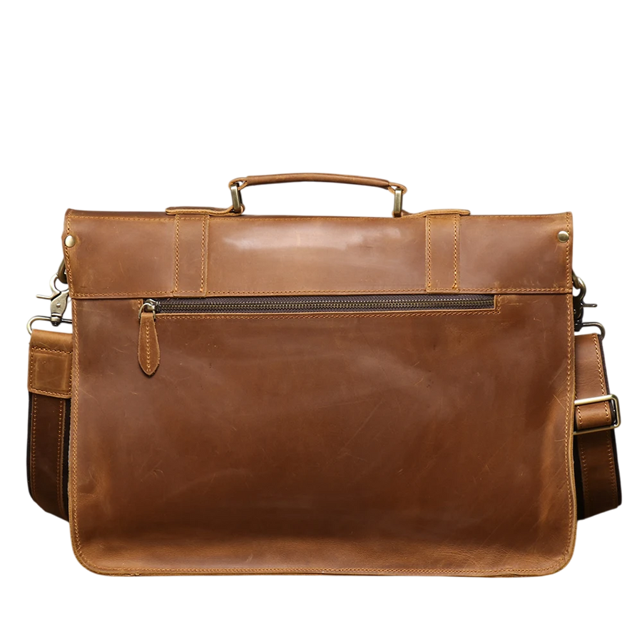 Vintage Crazy Horse Genuine Leather Briefcase | Men's Retro Messenger Bag