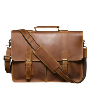 Vintage Crazy Horse Genuine Leather Briefcase | Men's Retro Messenger Bag