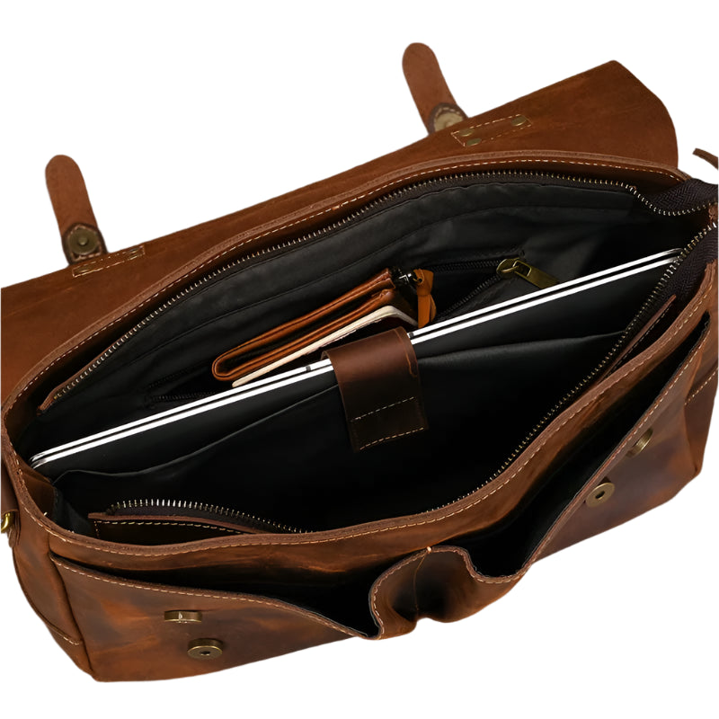 Men's Genuine Leather Messenger Bag - Vintage Crossbody Briefcase