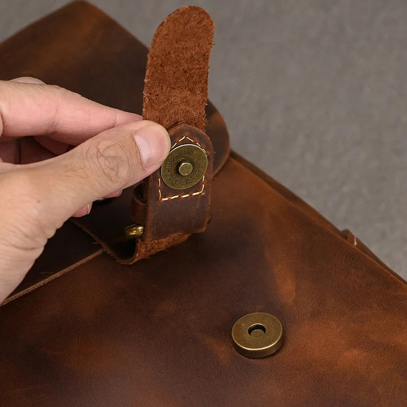 Men's Genuine Leather Messenger Bag - Vintage Crossbody Briefcase