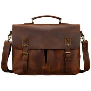 Men's Genuine Leather Messenger Bag - Vintage Crossbody Briefcase