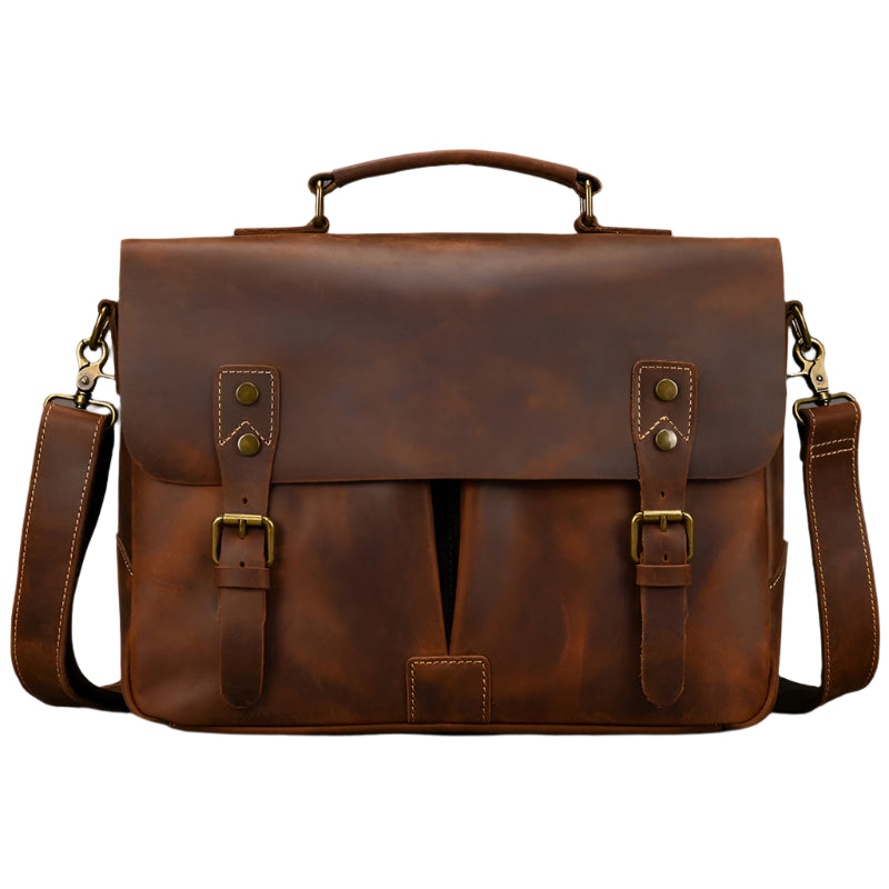 Men's Genuine Leather Messenger Bag - Vintage Crossbody Briefcase