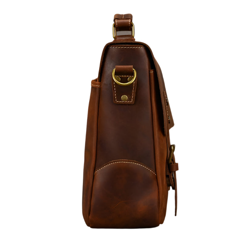 Men's Genuine Leather Messenger Bag - Vintage Crossbody Briefcase