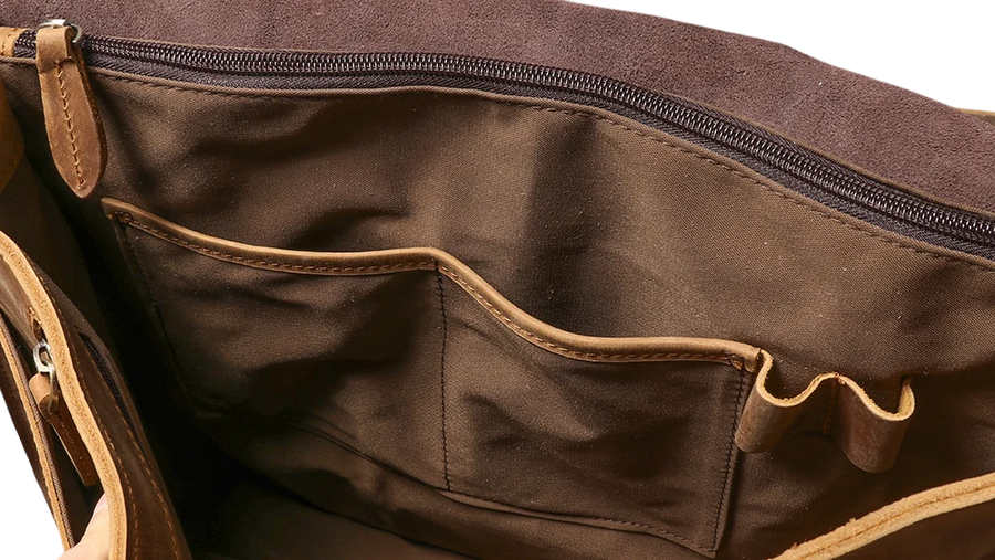Vintage Crazy Horse Genuine Leather Briefcase | Men's Retro Messenger Bag
