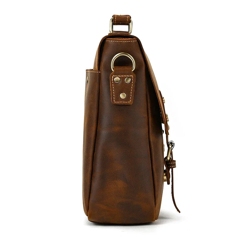 Men's Genuine Leather Messenger Bag - Vintage Crossbody Briefcase