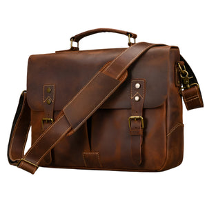 Men's Genuine Leather Messenger Bag - Vintage Crossbody Briefcase