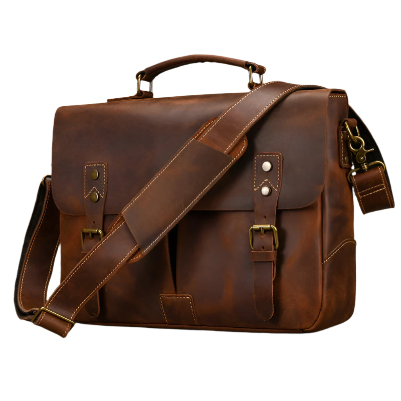 Men's Genuine Leather Messenger Bag - Vintage Crossbody Briefcase