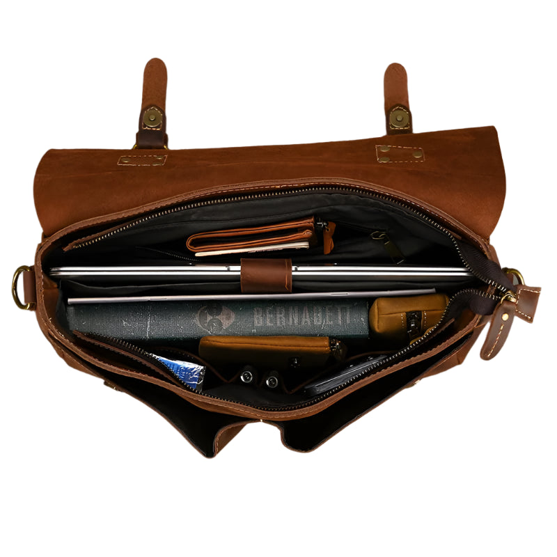Men's Genuine Leather Messenger Bag - Vintage Crossbody Briefcase