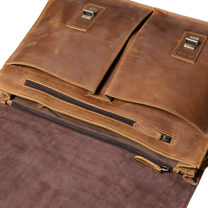Vintage Crazy Horse Genuine Leather Briefcase | Men's Retro Messenger Bag
