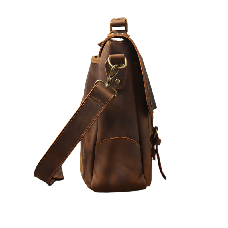 Men's Genuine Leather Messenger Bag - Vintage Crossbody Briefcase