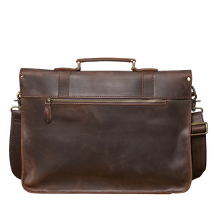 Vintage Crazy Horse Genuine Leather Briefcase | Men's Retro Messenger Bag