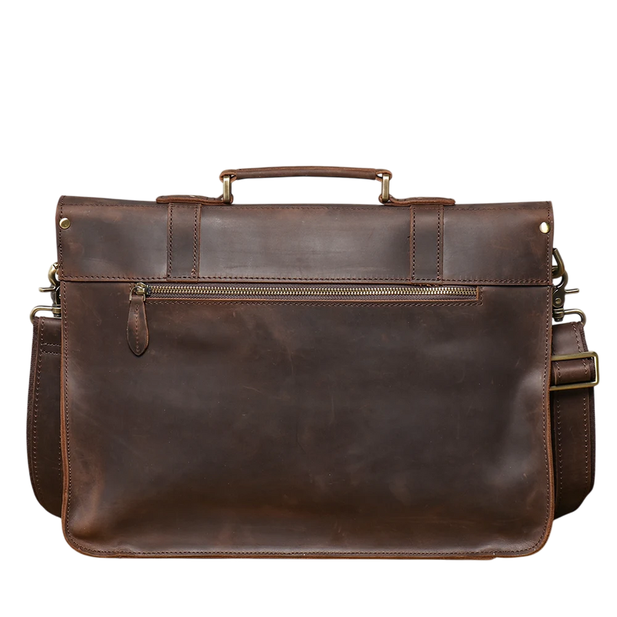 Vintage Crazy Horse Genuine Leather Briefcase | Men's Retro Messenger Bag