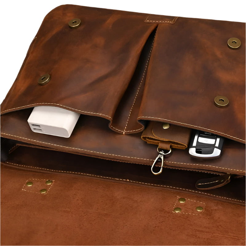 Men's Genuine Leather Messenger Bag - Vintage Crossbody Briefcase