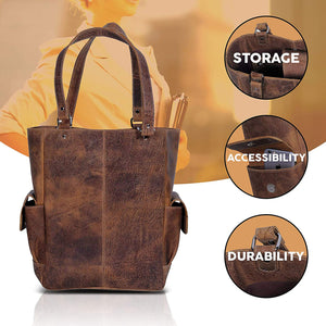 Genuine Buff Leather Tote Bag