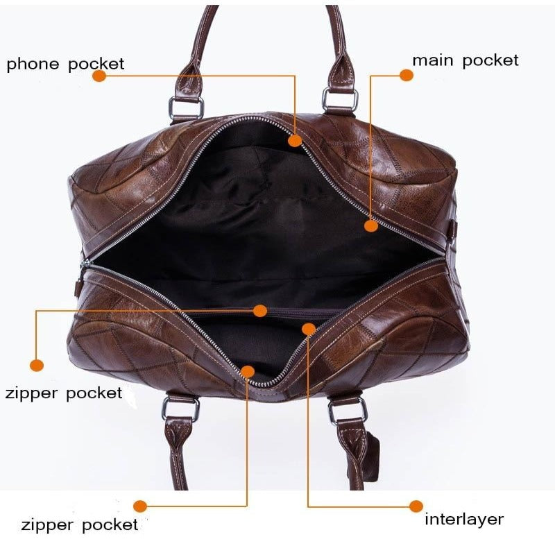 Genuine Leather Men Women Travel Bag Soft Real Leather Cowhide Carry Hand Luggage Bags Big Travel Shoulder Bag Male Luggage bag