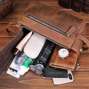 Crazy Horse Leather Dopp Kit Bag