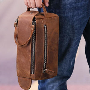 Crazy Horse Leather Dopp Kit Bag