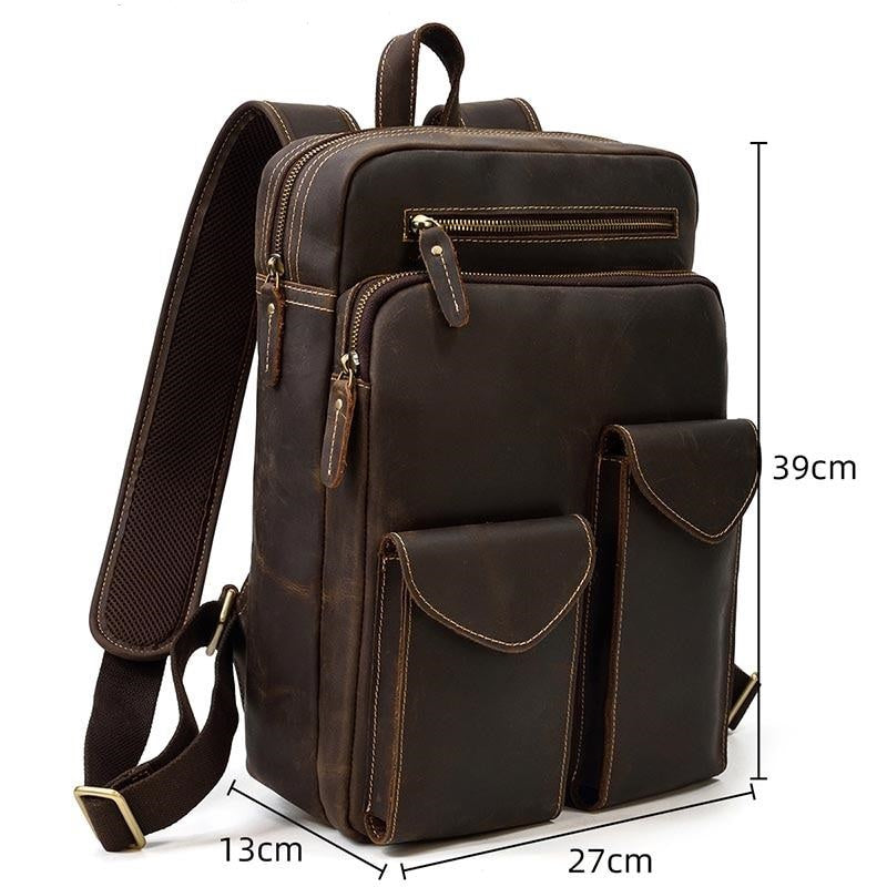 amazon leather backpack mens Vintage Leather Backpack Men Large