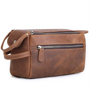 Crazy Horse Leather Dopp Kit Bag