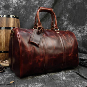 Men Genuine Cowhide Leather Duffel Bag