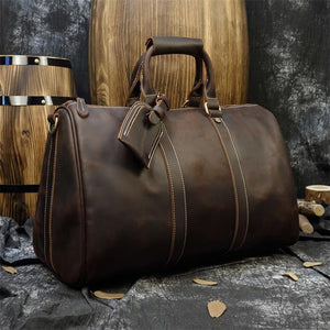 Men Genuine Cowhide Leather Duffel Bag