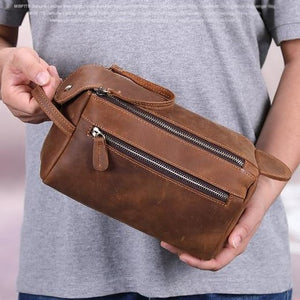 Crazy Horse Leather Dopp Kit Bag